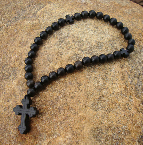 Prayer Rope - 33 Black Ebony Beads, 8mm