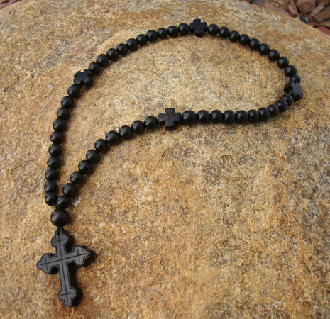 Prayer Rope - 50 Black Ebony Beads, 8mm