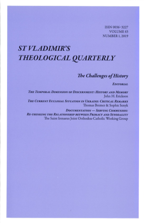 St Vladimir's Theological Quarterly (Vol. 63, no. 1 - 2019)